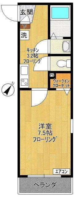 フォレスト新町(1K/3階)の間取り写真