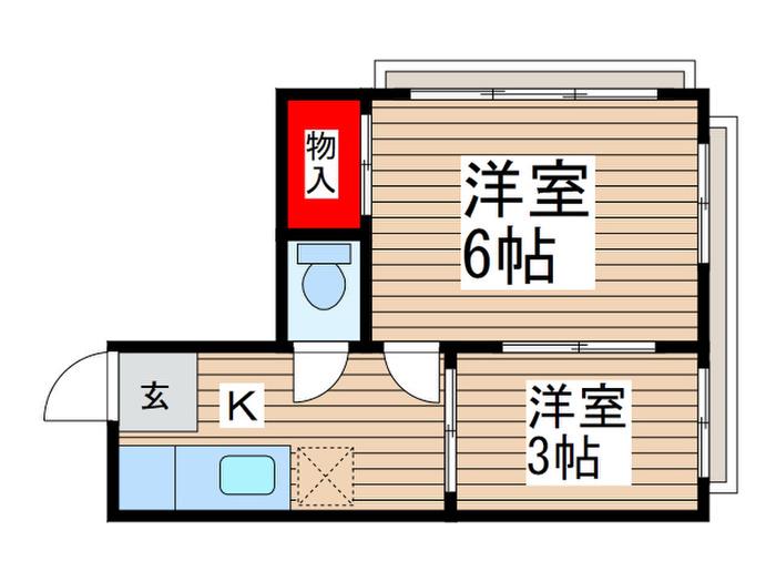 あさひビル(2K/3階)の間取り写真
