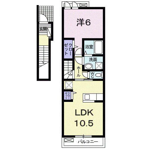レヤリーライフI(1LDK/2階)の間取り写真