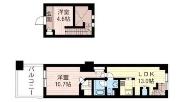 レジデンスシャルマン月島(2LDK/7階)の間取り写真
