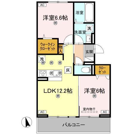 メテオラ(2LDK/1階)の間取り写真