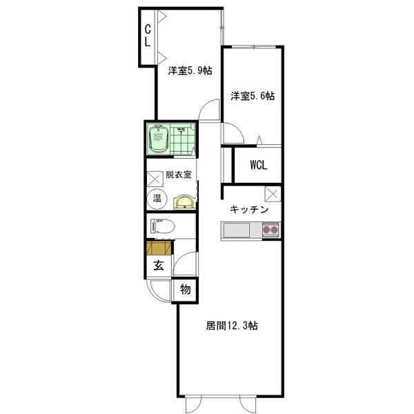 ATEENA11.21 B(2LDK/1階)の間取り写真