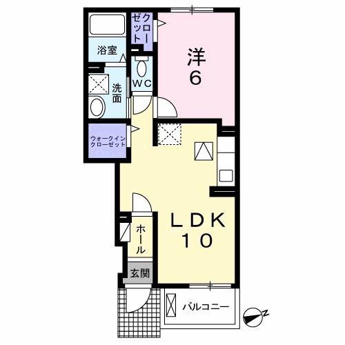 シャン・ド・プレールB(1LDK/1階)の間取り写真