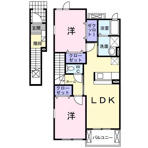 フルール レジデンス(2LDK/2階)の間取り写真