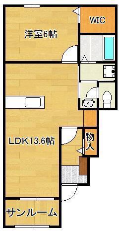 ボヌールI(1LDK/1階)の間取り写真