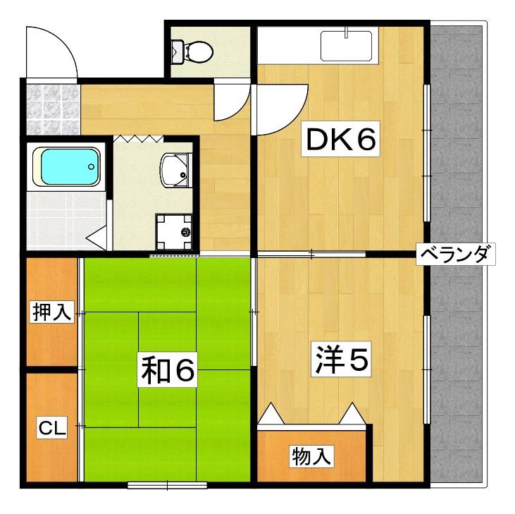 レジデンスJOY(2DK/2階)の間取り写真