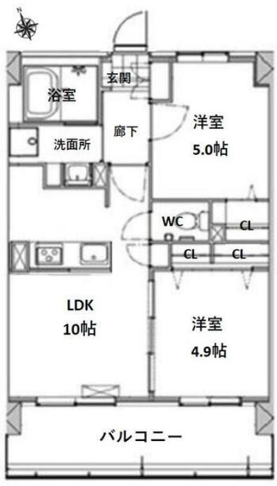 エスペランサマンション(2LDK/2階)の間取り写真