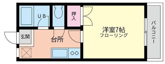 エスコートパートII(1K/1階)の間取り写真