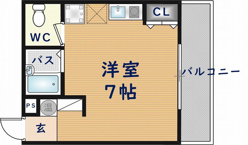 タイムハイツ布施(ワンルーム/4階)の間取り写真