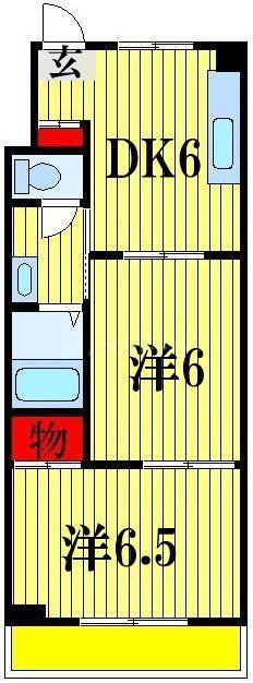 レジデンス船橋(2DK/6階)の間取り写真