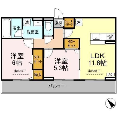 ESPOIR 4(2LDK/2階)の間取り写真