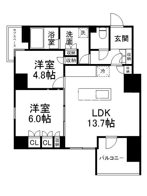 グランドメゾン京都御池通(1SLDK/4階)の間取り写真