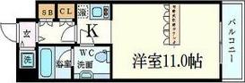 デュオン新大阪レジデンス(1K/3階)の間取り写真