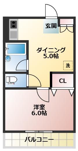 コーポ田村(1DK/2階)の間取り写真