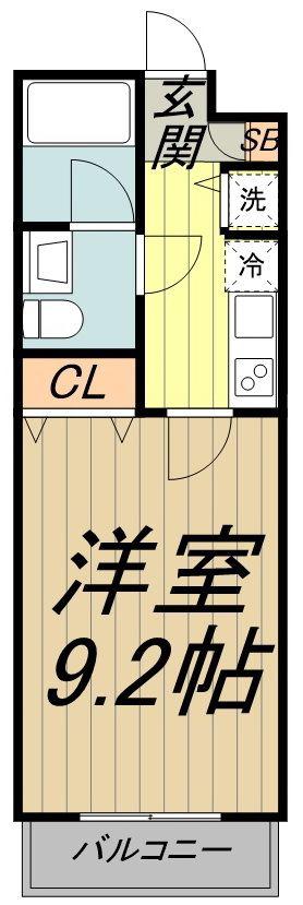 PRIMARYM(1K/2階)の間取り写真