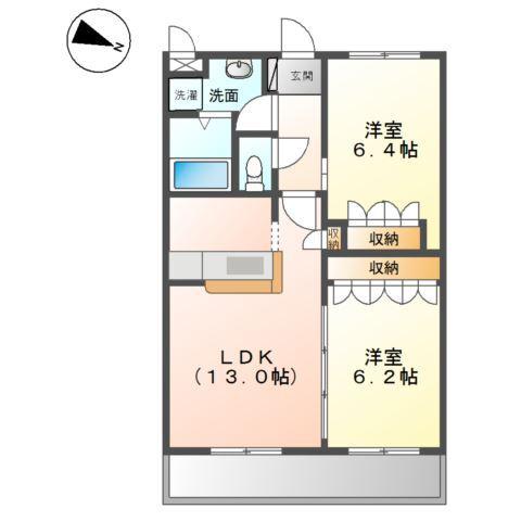アグア カリエンテ(2LDK/2階)の間取り写真