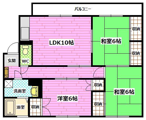 ミリオンシャトー(3LDK/1階)の間取り写真