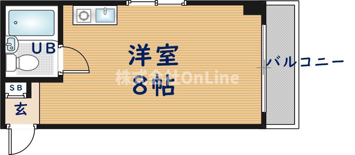 アイディール若江(ワンルーム/2階)の間取り写真