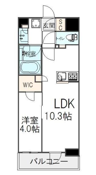 オープンレジデンシア新宿ザ・ハウス(1LDK/1階)の間取り写真