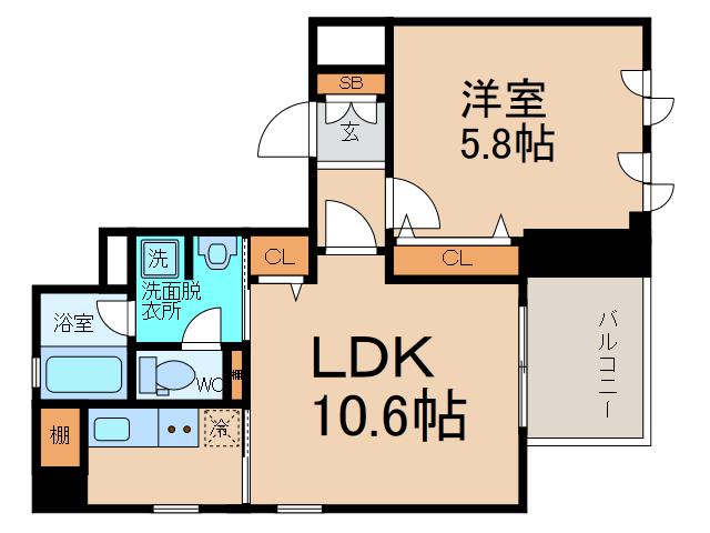アライアンス船場(1LDK/10階)の間取り写真