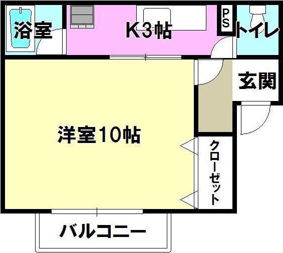 アーベインフラット(1K/2階)の間取り写真