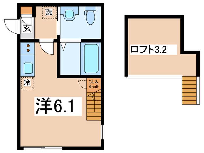 ラベルヴィー弘明寺(ワンルーム/2階)の間取り写真