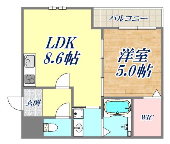 フジパレス夙川香櫨園ノース(1LDK/1階)の間取り写真