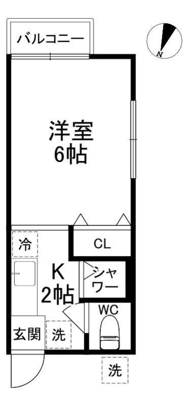 京王井の頭線 神泉駅 徒歩4分 2階建 築35年(1K/1階)の間取り写真