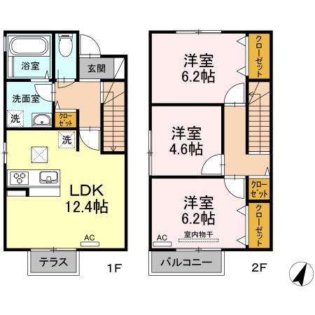 ローズパレス学園南(3LDK/1階)の間取り写真