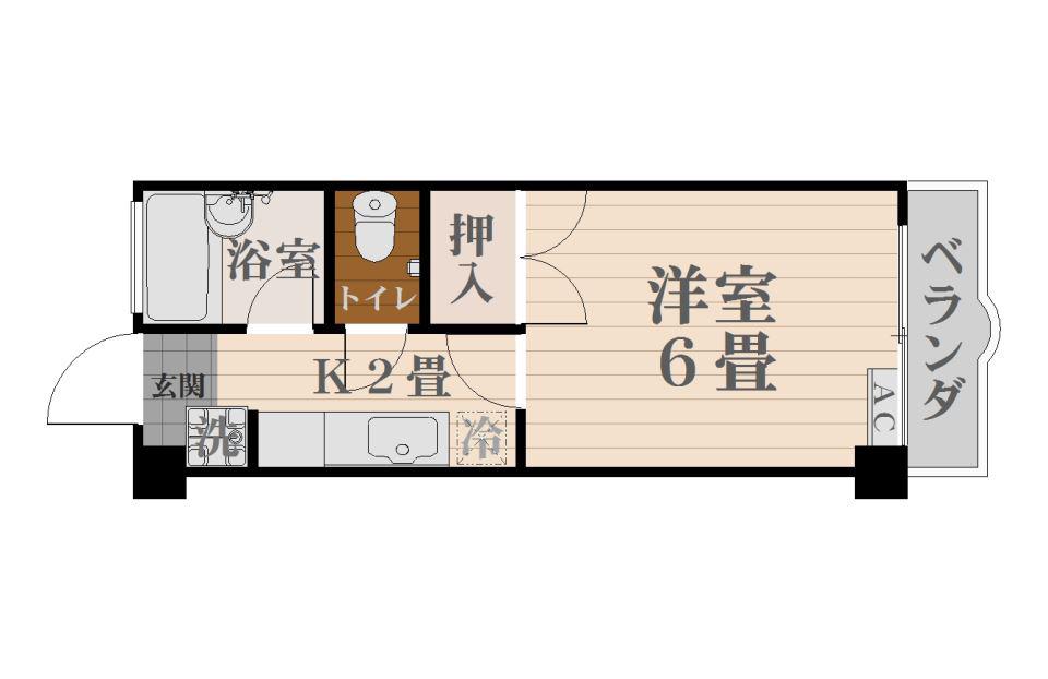 エントピア鴨池第8(1K/3階)の間取り写真