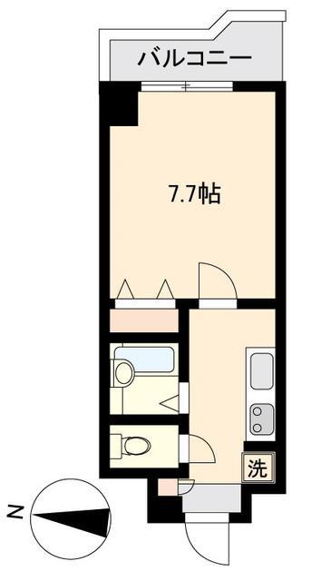 晩翠ウイングビル(1K/4階)の間取り写真