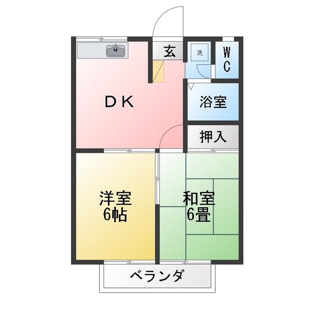 エステートピアFOOP(2DK/2階)の間取り写真