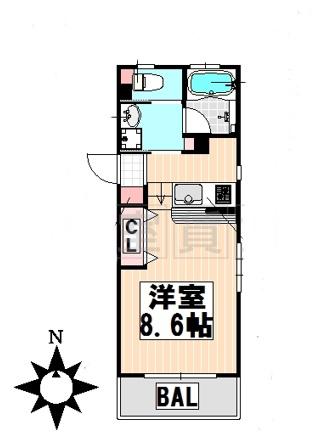 STEEDIII(ワンルーム/1階)の間取り写真