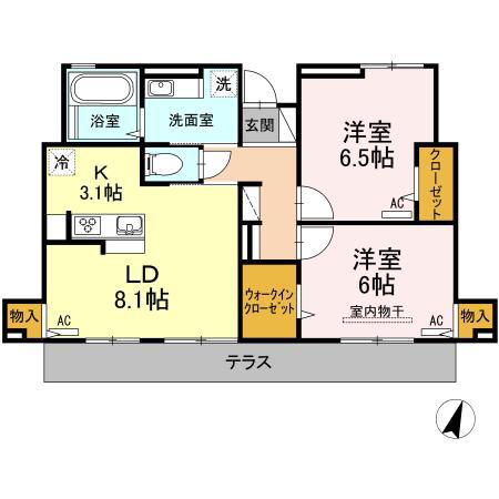 セジュールケー(2LDK/1階)の間取り写真