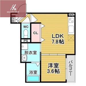 グランツ喜連(1DK/2階)の間取り写真
