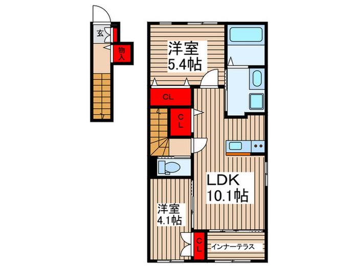 GRACE浦和(2LDK/2階)の間取り写真