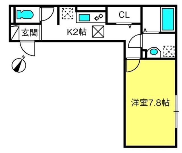 アブリール(1K/2階)の間取り写真