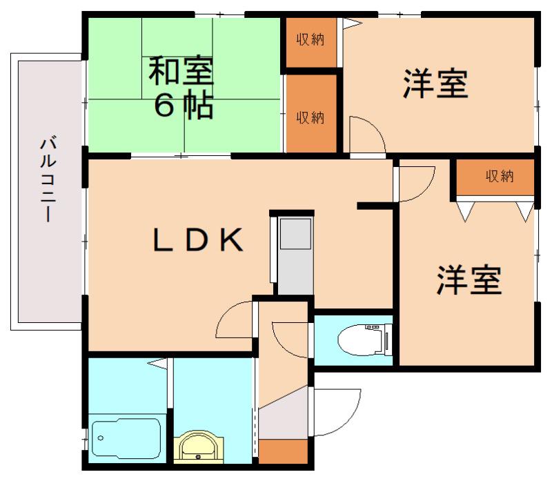 クレセール21E棟(3LDK/2階)の間取り写真