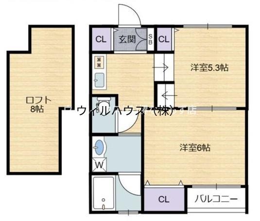 グランビア富木駅前(2K/2階)の間取り写真