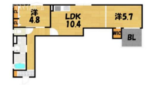 クリエオーレ三ツ島I(2LDK/2階)の間取り写真