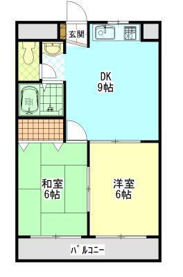 健生館マンション(2DK/8階)の間取り写真