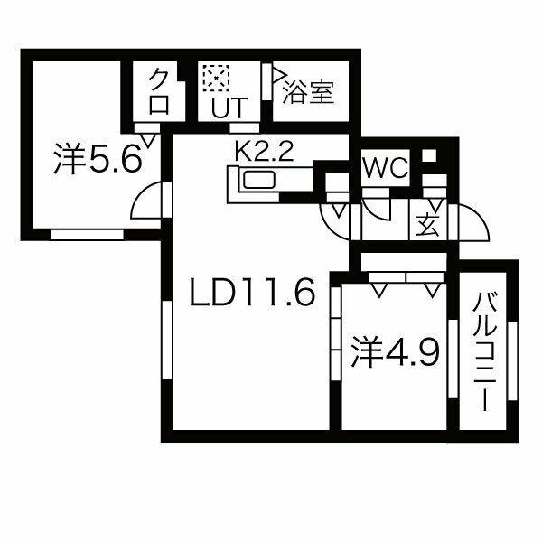 ブランシャールEK琴似(2LDK/3階)の間取り写真