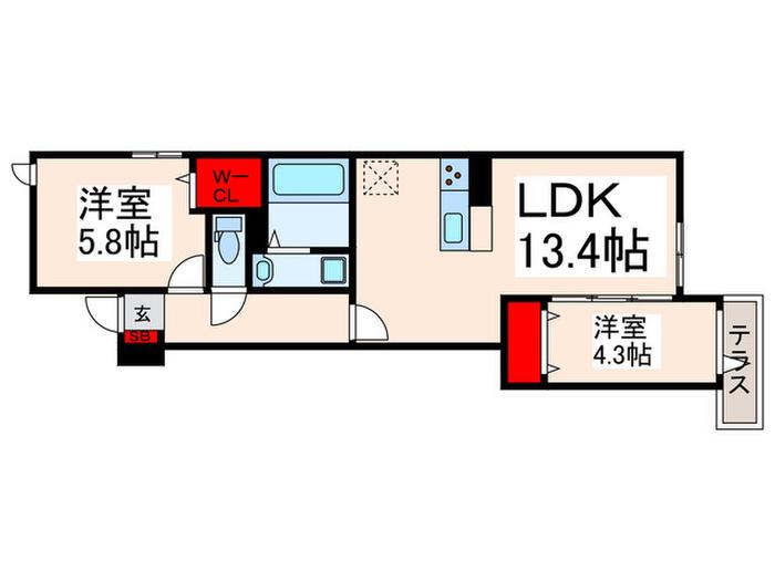 セレスティア瑞江II(2LDK/1階)の間取り写真