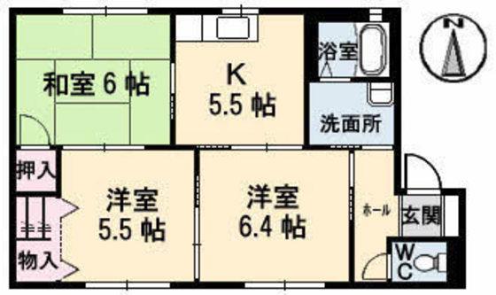 プランタン(3K/1階)の間取り写真