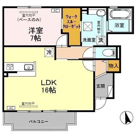 グランドソレイユ B(1LDK/1階)の間取り写真