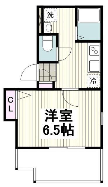 クレール茅ヶ崎(1K/1階)の間取り写真