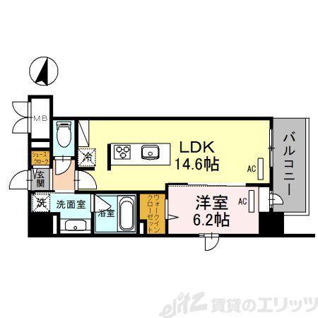 PONTE CIELO(1LDK/4階)の間取り写真