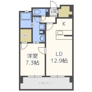 WILL DO中洲(1LDK/14階)の間取り写真