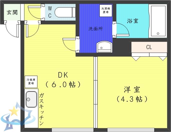 グランフォルム南円山(1DK/3階)の間取り写真