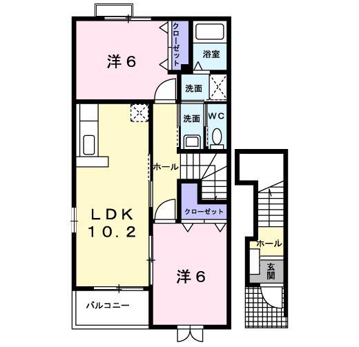 インフィニティ(2LDK/2階)の間取り写真